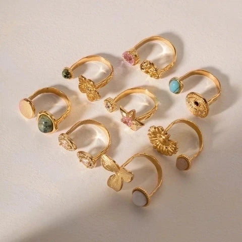 Anillos abiertos con incrustaciones de circon Accesoriosjeco 