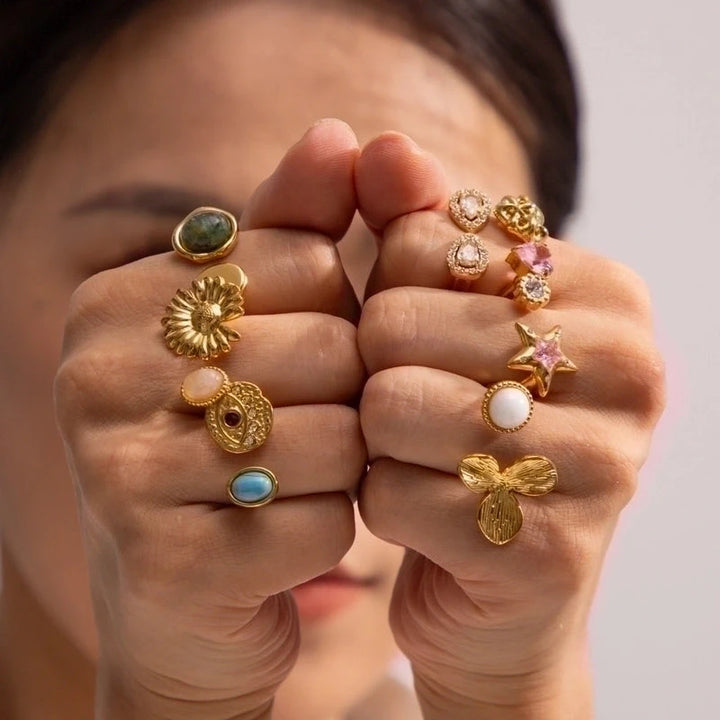 Anillos abiertos con incrustaciones de circon Accesoriosjeco 