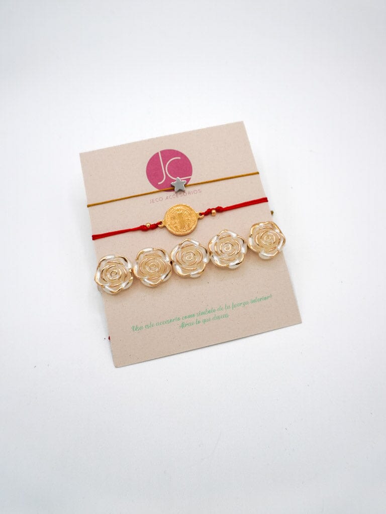 Trío de pulseras rosa de protección Accesoriosjeco 