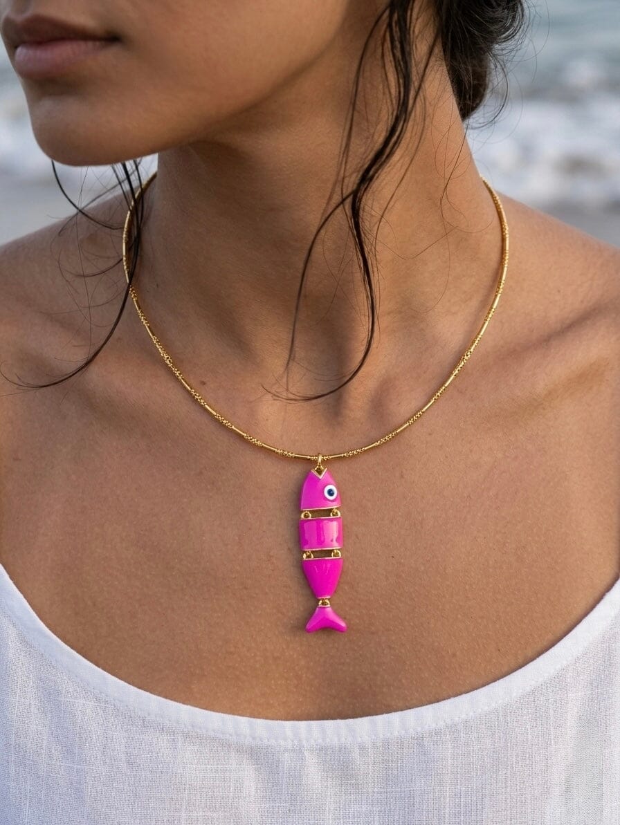 Collar pez rosa Accesoriosjeco 
