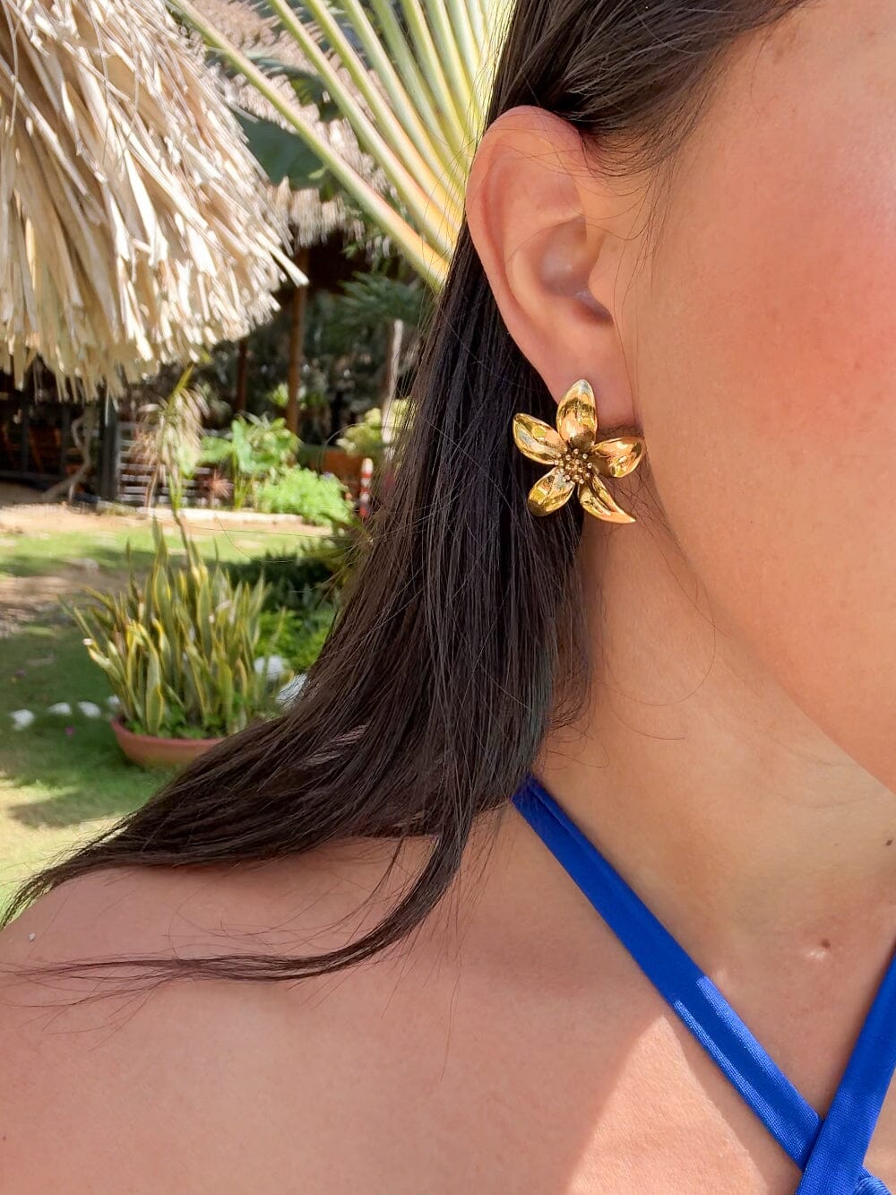 ARETE Flor Imperial Dorada Accesoriosjeco 