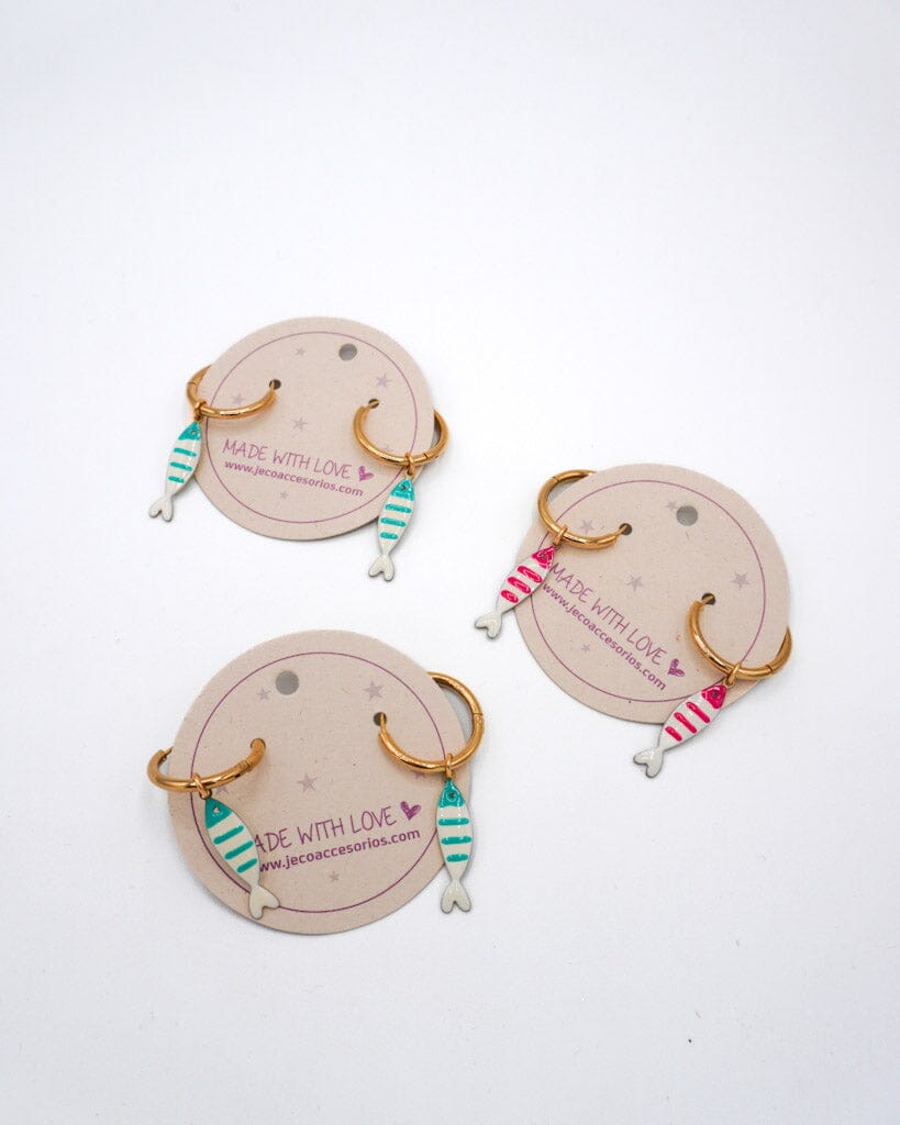 Aretes Argollas con peces de colores Accesoriosjeco 