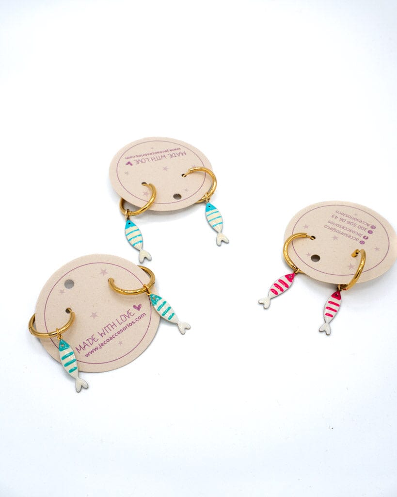 Aretes Argollas con peces de colores Accesoriosjeco 