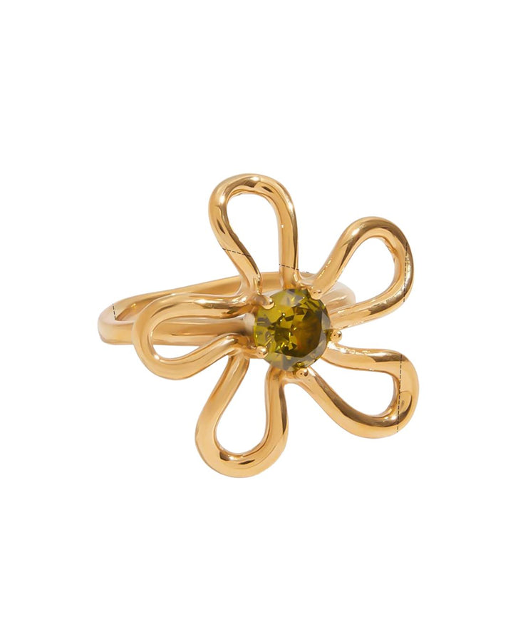 Anillo De Zirconia De Acero Inoxidable Accesoriosjeco Marrón 