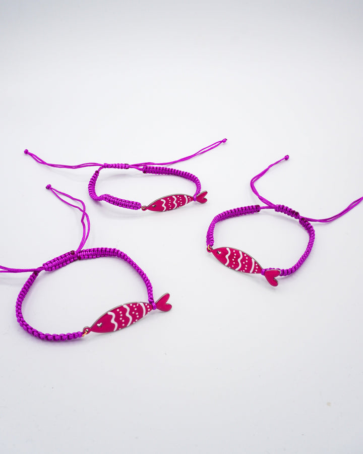 Trio de pulseras pez fucsia Accesoriosjeco 