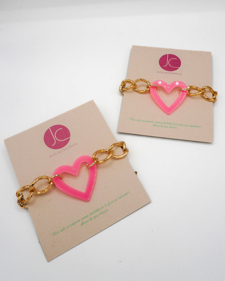 Pulsera corazón rosa Accesoriosjeco 