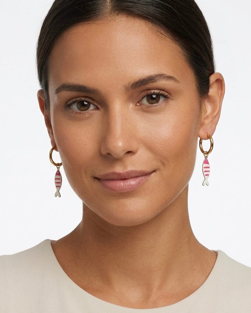 Aretes Argollas con peces de colores Accesoriosjeco 