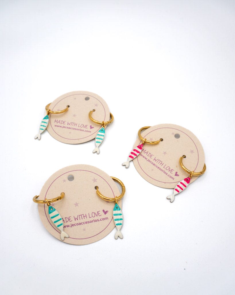 Aretes Argollas con peces de colores Accesoriosjeco 