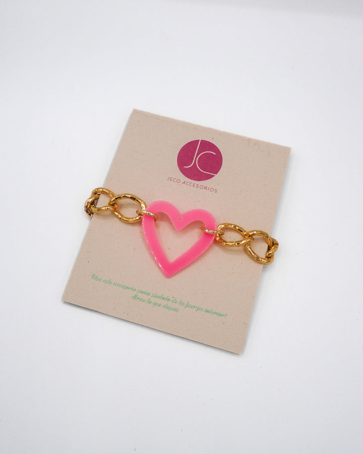 Pulsera corazón rosa Accesoriosjeco 