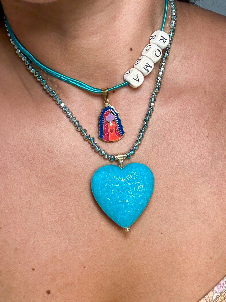 Dúo collar virgen de amor Accesoriosjeco Azul 
