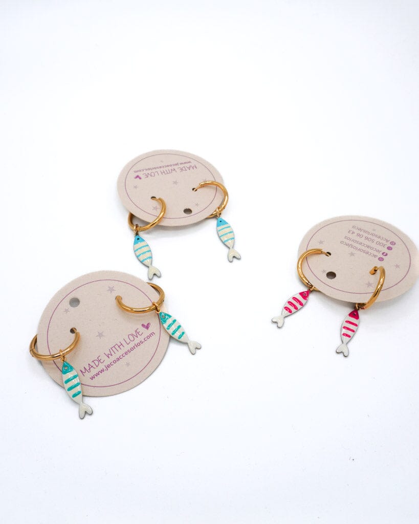 Aretes Argollas con peces de colores Accesoriosjeco 