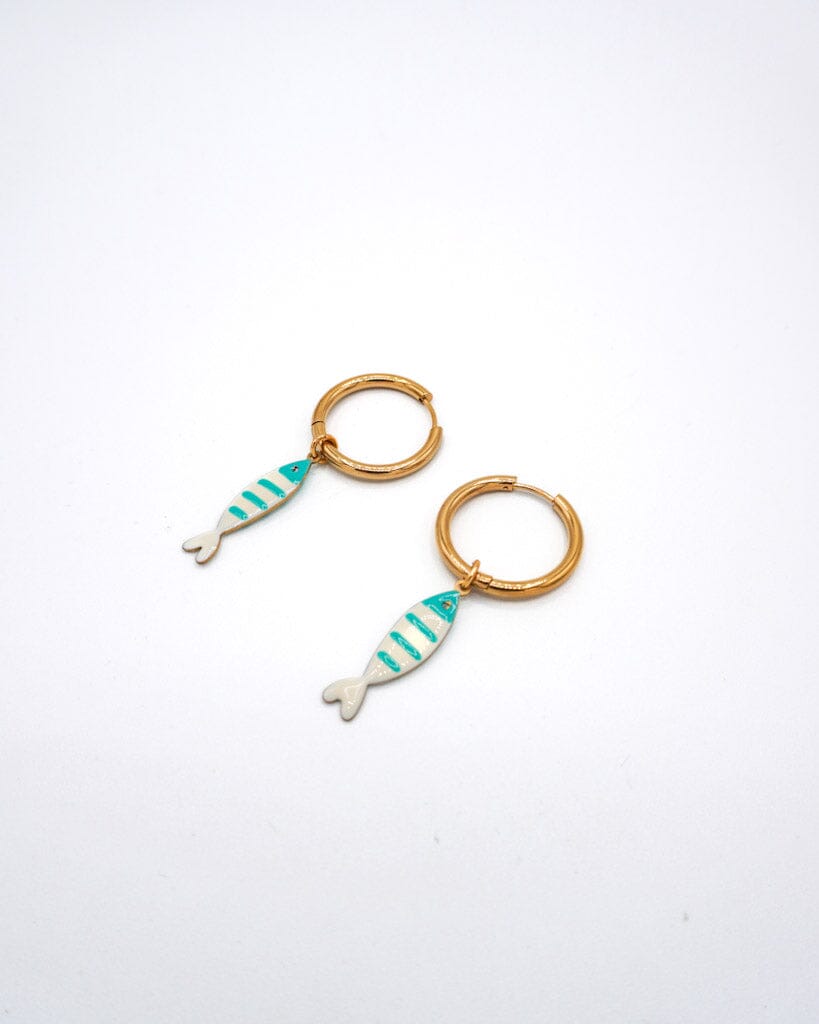 Aretes Argollas con peces de colores Accesoriosjeco Azul 