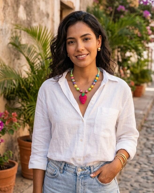 Collar tropical fresa Accesoriosjeco 
