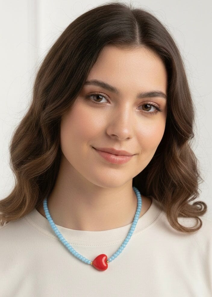 Collar azul corazón Accesoriosjeco 