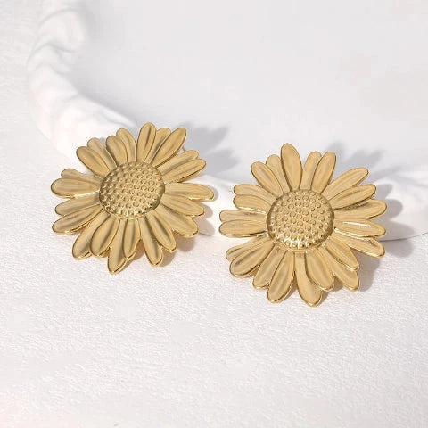 Maxi aretes girasoles Accesoriosjeco Dorado 