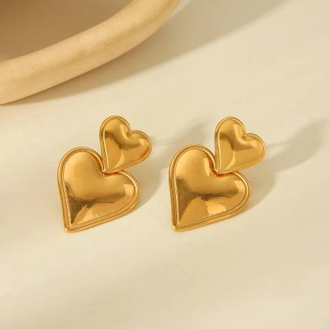 aretes corazones dorados Accesoriosjeco 