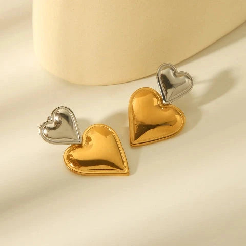 aretes corazon doble Accesoriosjeco 