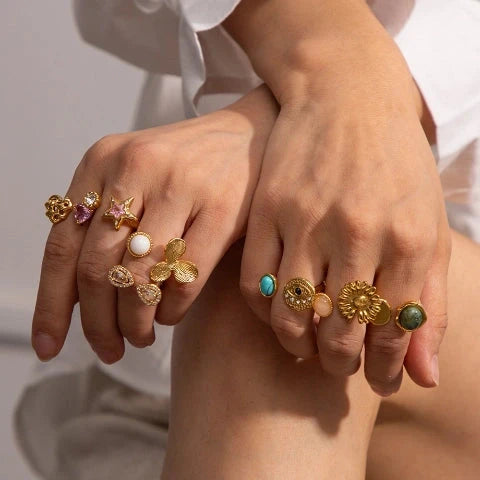 Anillos abiertos con incrustaciones de circon Accesoriosjeco 