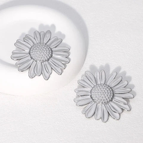 Maxi aretes girasoles Accesoriosjeco Plateado 